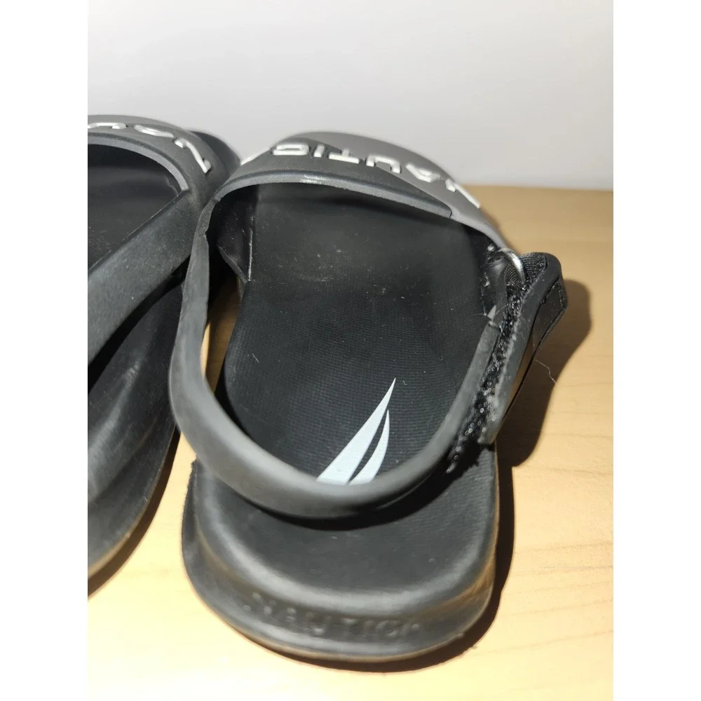Nautica Black/White/Gray Toddler Boy Sandals/Slides Size 8~RARE HARD‎ TO FIND